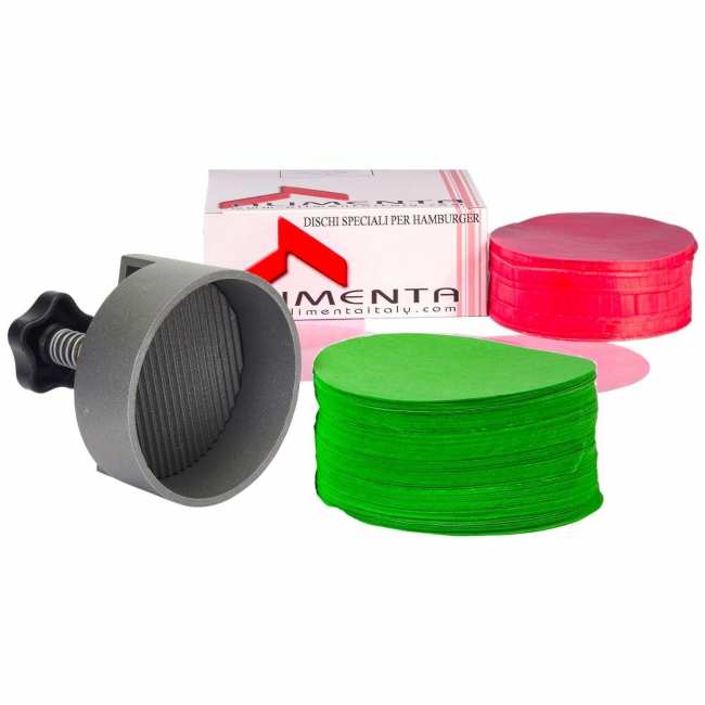 kit hamburgatrice e dischi tondi diametro 13cm